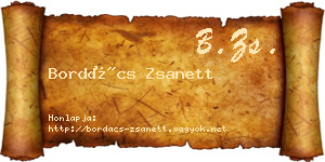 Bordács Zsanett névjegykártya